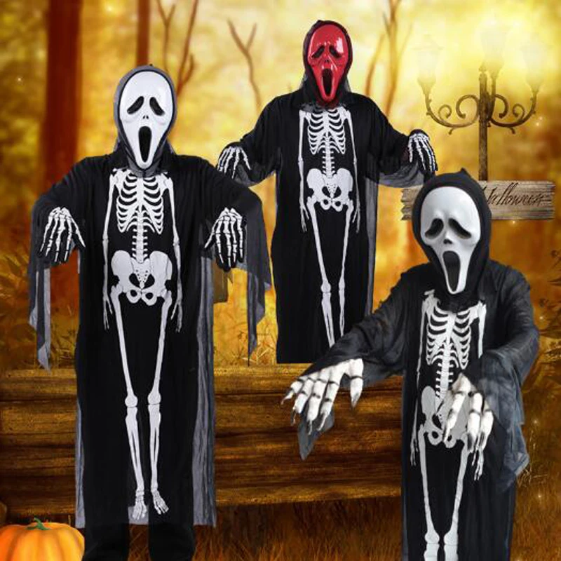 

Halloween Costume Skull Skeleton Demon Ghost Cosplay Costumes Adults Children & Kids Carnival Masquerade Dress Robes Scary Mask