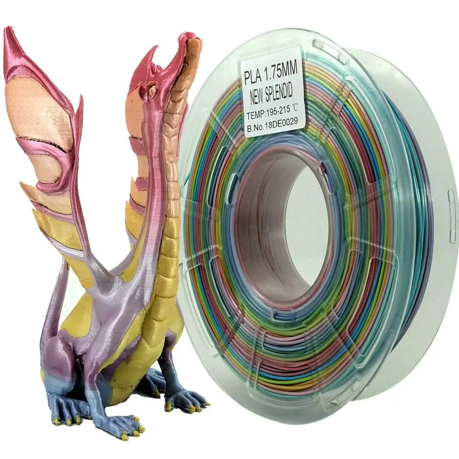 3D Printing Consumables PLA 1.75mm Rainbow Multicolor Gradient 1kg Pla Filament  Silk surface texture  high gloss  smooth