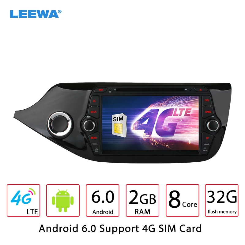 Excellent LEEWA 8" inch Android 6.0 (64bit) DDR3 2G/32G/4G LTE Octa Core Car DVD GPS Radio Head Unit For KIA CEED(2013~2015) #CA4666-F8 0
