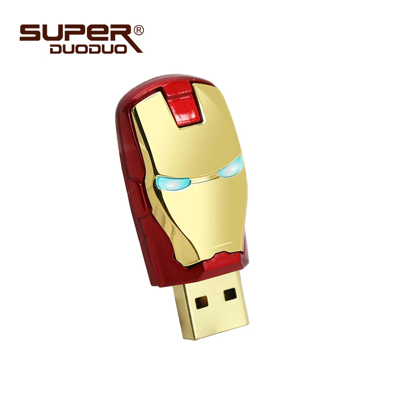 Дизайн мультфильм Блестящий супергерой Железный человек Флешка USB флэш-накопитель 4 ГБ 8 ГБ 16 ГБ 32 ГБ флеш-накопитель