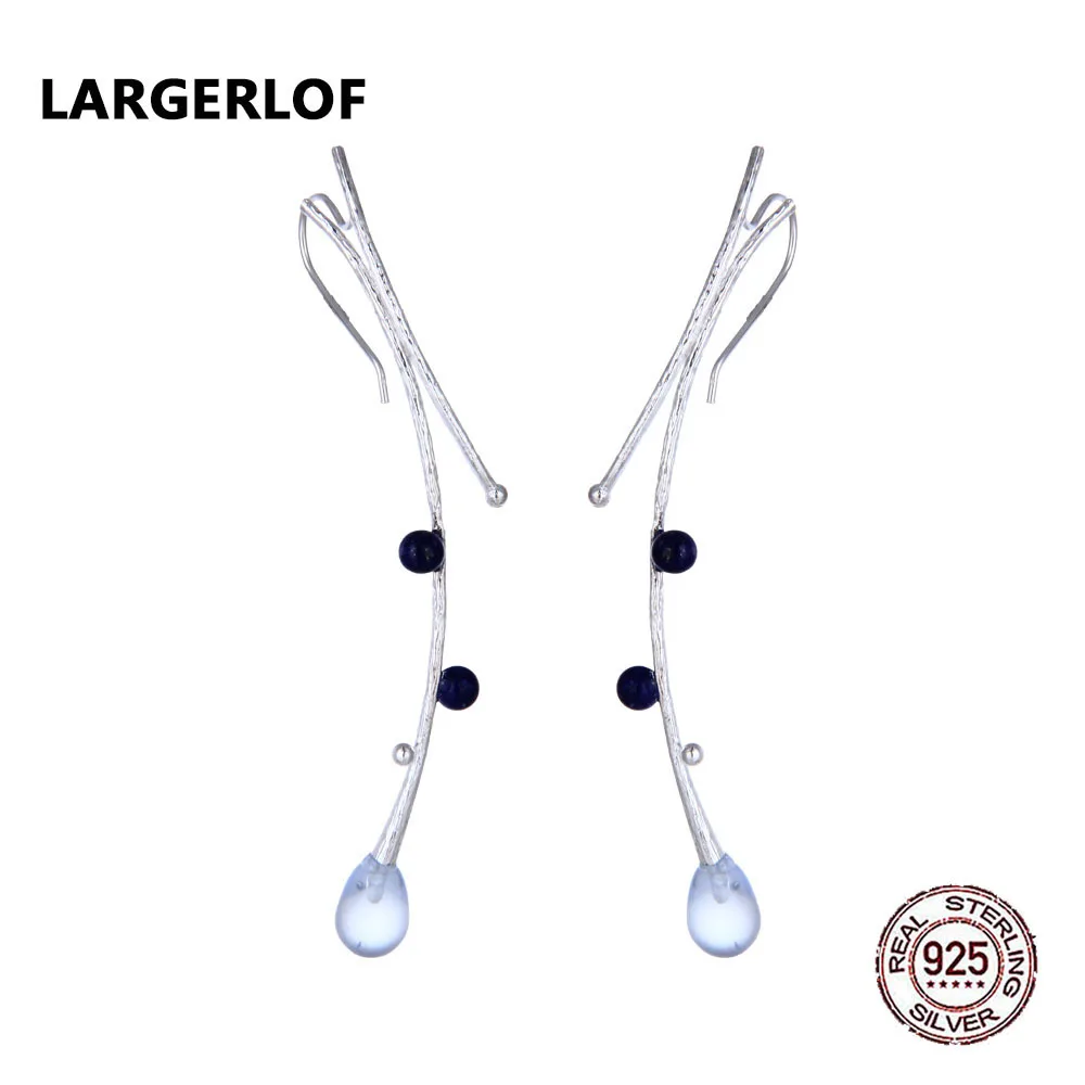 

LARGERLOF Drop Earrings 925 Sterling Silver Earrings Women Fine Jewelry Lapis Earrings For Women ED50001