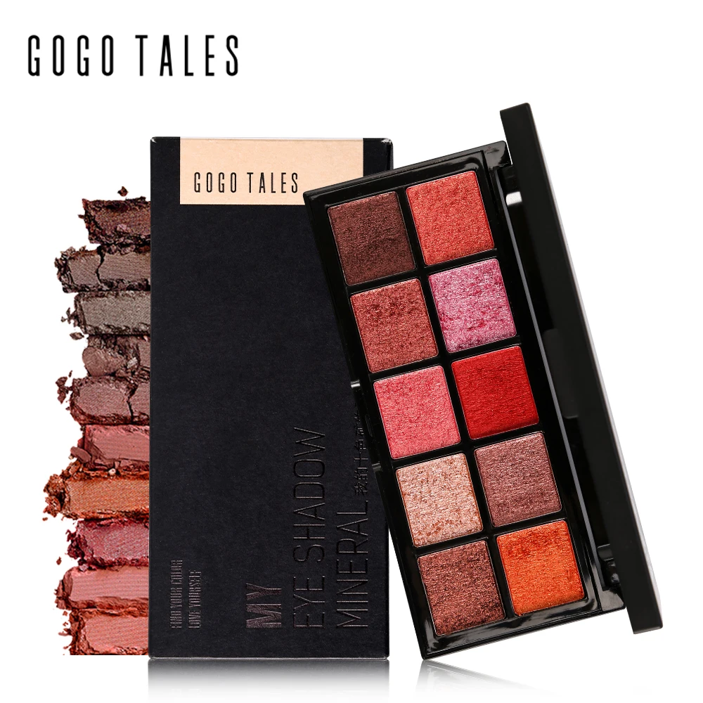 

GOGO TALES 10 Colors Mineral Eyeshadow Palette NUDE Smoky Eye Shadow Powder Warm Nude Matte Shimmer Eyeshadow Contour Cosmetics