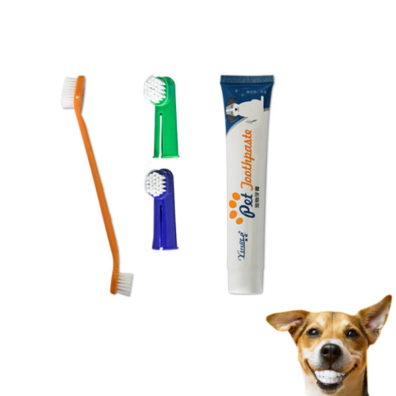 Cat Dog Toothbrush Set with Toothpaste Finger Brush Pet Oral Care