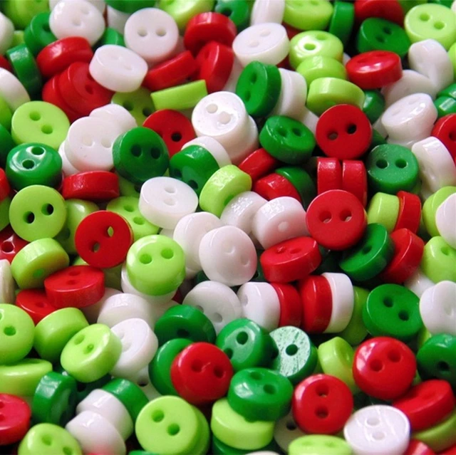 3oz Christmas Green & White Big Bag of Buttons - Buttons - Sewing Supplies