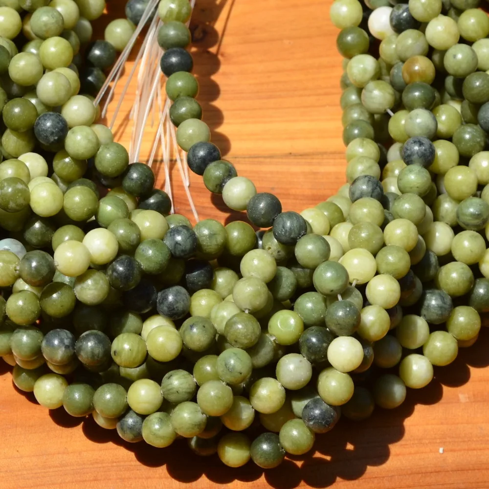 Free Shipping Natural Stone Round 8mm Olive Jades Beads For Bracelet