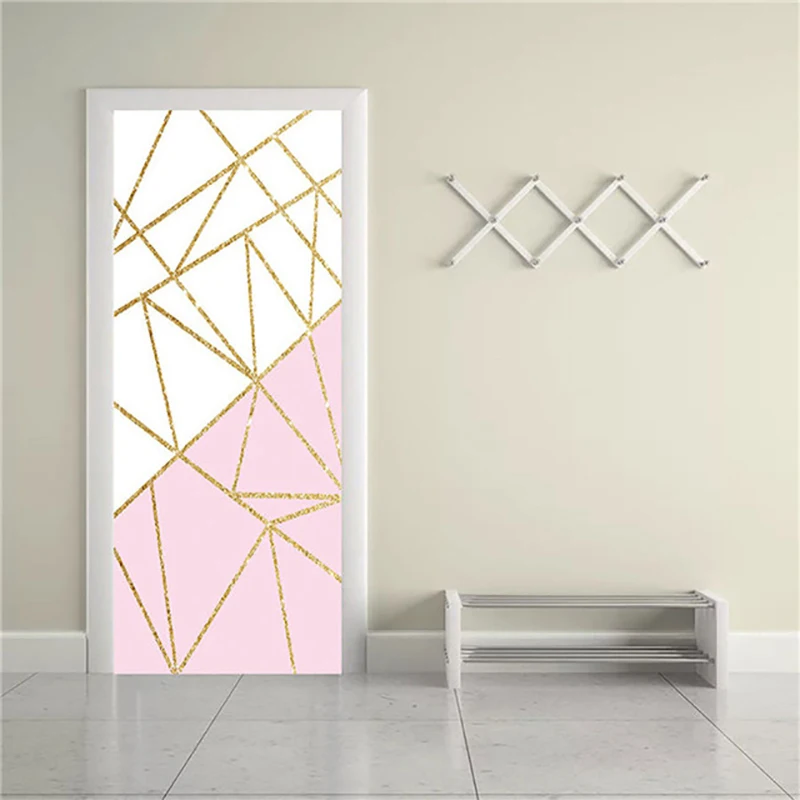 

Durable Door Sticker 3D Print Canvas Marble Geometry Picture Modern Home Art Decoration Simple Style Waterproof Self Adhesive