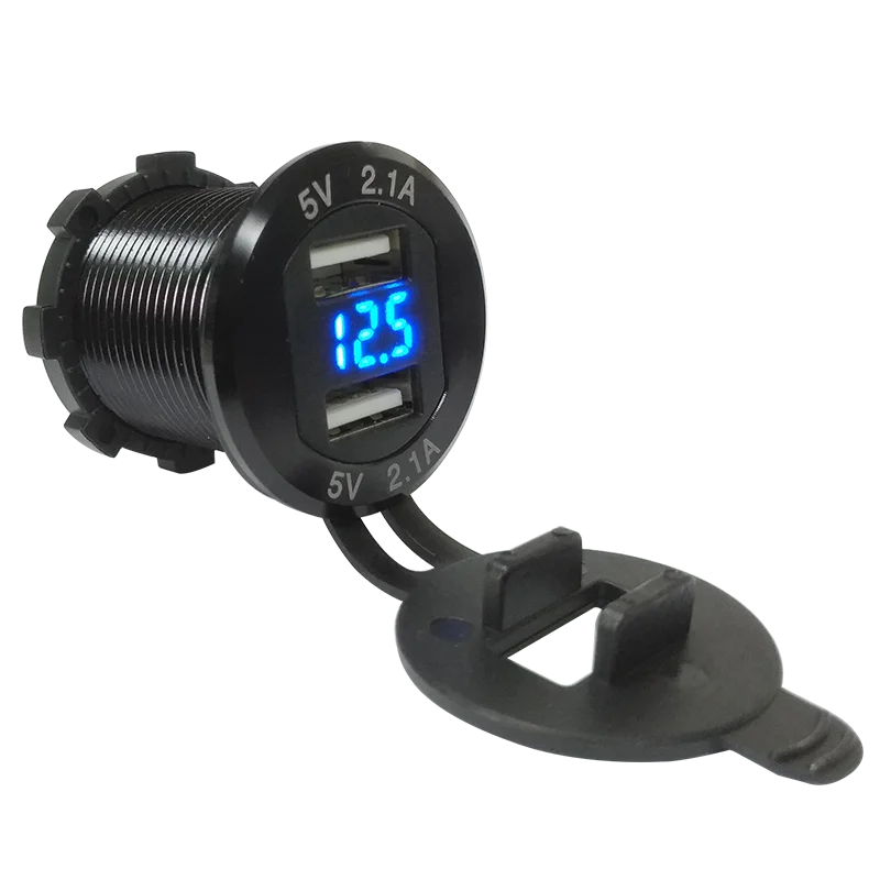 

DIY Replacement Metal Shell Aluminum Alloy Waterproof Car Charger 4.2A Dual USB with Voltmeter for Car Boat Motorcycle Marine