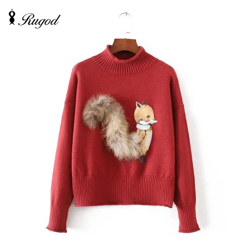 Cute Fox Tail Sweater Winter Womens Sweaters And Pullovers Winter 