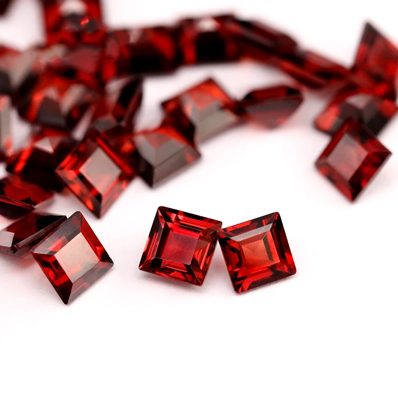 Gemstone Natural Red Garnet jewelry making 5X5mm10pcs Square losse gemstones clean Designer Ring Bracelet Earring Hight Quality
