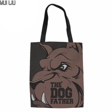 Женская модная сумка с короткими ручками большая сумка для покупок женская льняная сумка через плечо с принтом питбулл для женщин Пляжная сумка для путешествий