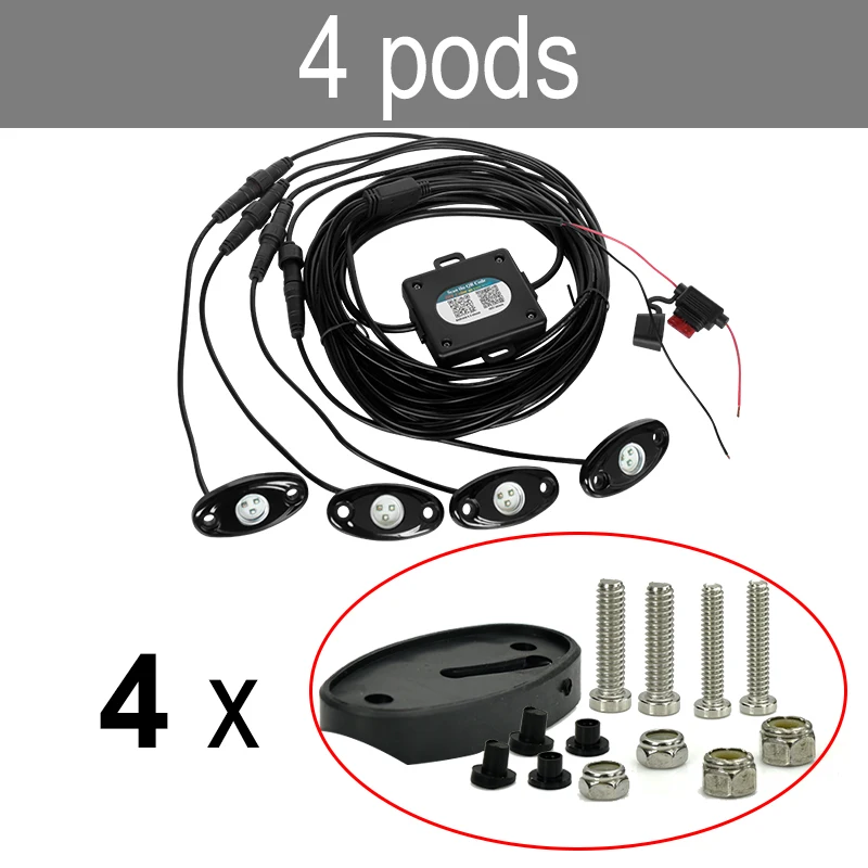 CNSUNNYLIGHT Car RGB LED Rock Lights with Bluetooth Controller Multicolor Neon LED Light Kit for Music Sound Flashing Lamp (2)