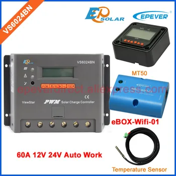 

60A 60amp VS6024BN 12v 24v automatic work solar controller with wifi BOX temperature sensor and meter MT50