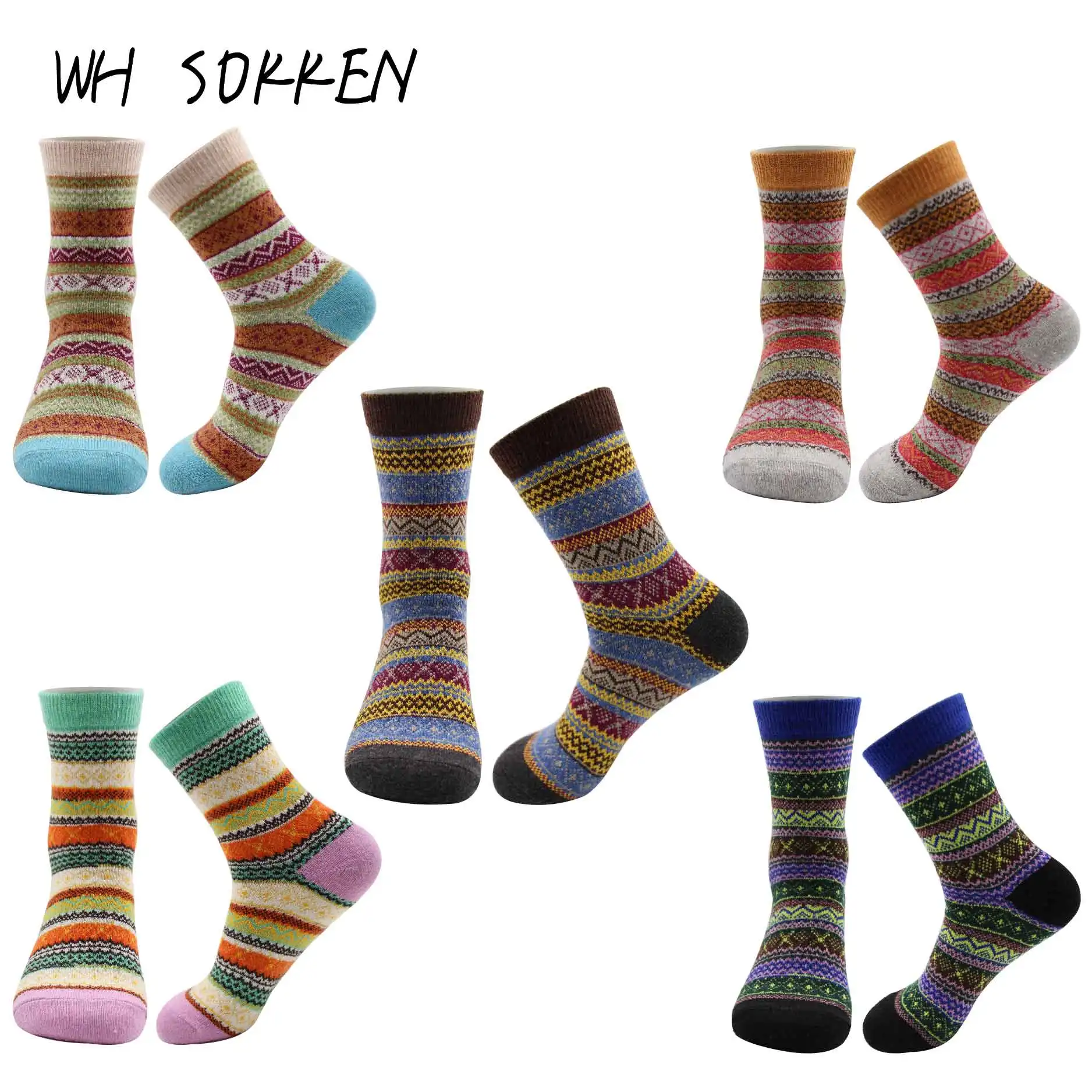 Подарки для женщин зимние теплые шерстяные Компрессионные носки для отдыха в стиле ретро пять цветов
