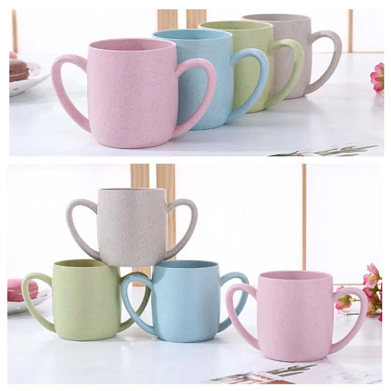 

Baby Learning Drinking Cup Safe 360 Degree Water Milk Children Two Holder Learn Drink Training Cup 250ml