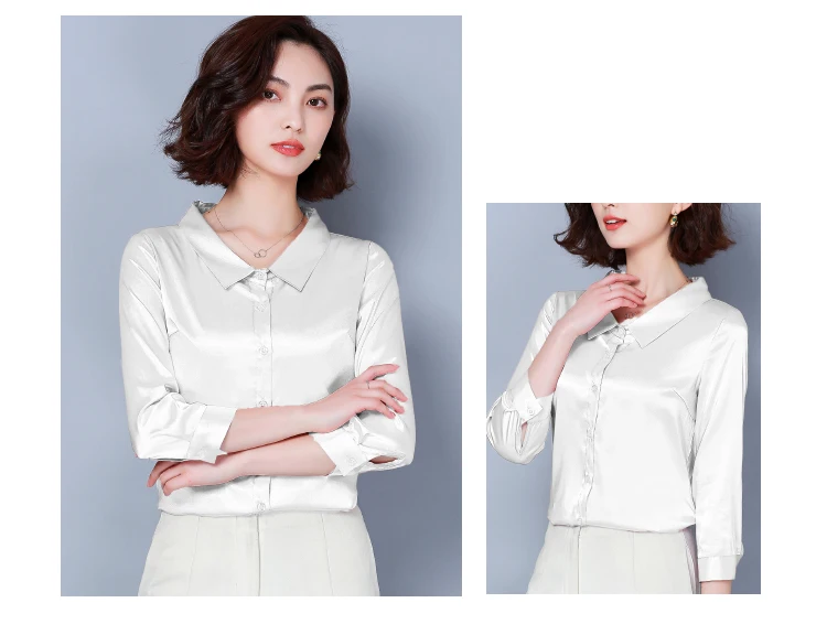 Женские топы и блузки, Повседневная шелковая блуза Harajuku с длинным рукавом, женские топы, рубашки, одноцветные, размера плюс, XXXL, Элегантная блузка