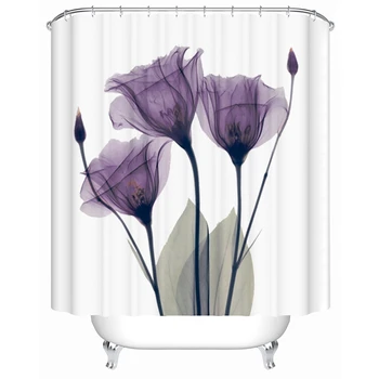 

Flower Waterproof Shower Curtain Waterproof Polyester Fabric Bath Bathing Bathroom Curtains With 12 Hooks For Home Decorations