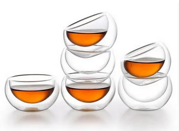 

50ML Double Wall Tea Cup With Filter Set Heat-resistant Drinkware Chinese Kung Fu Copa Friend Gift