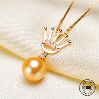 

Luxury genuine G18K Gold Accessories Fashion Pearl Pendant Settings Findings Pendant Mountings Women Accessories Female Jewwelry