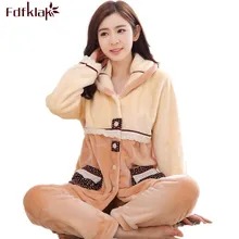 Fdfklak Теплый Женский костюм новая зимняя Пижама фланелевая одежда для сна женская пижама пижамный комплект Pijama De mujer спортивный костюм Q517