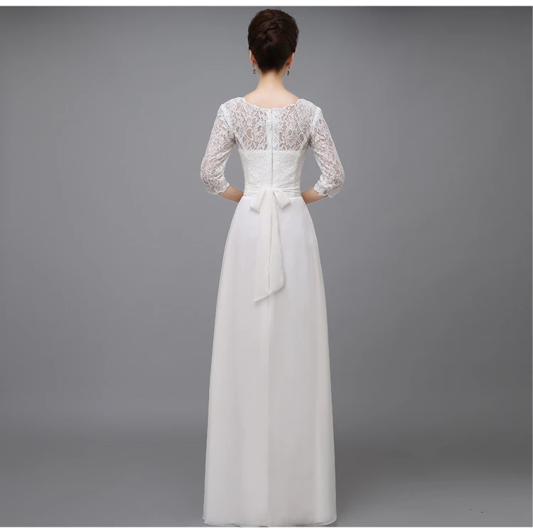 Robe de mariage 2019 подружки невесты синий горничные платья длинное платье Иллюзия декольте с рукавами свадьбы и события H2910