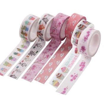 

New Arrival 1PC 15MM*5M Cute Fish Floral Washi Tape Wide Sticky Adhesive Tape Scrapbooking Album DIY Decorative Paper Tape