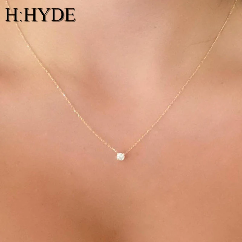 

H:HYDE Tiny Crystal Necklace for Women Short Chain Square Shape Pendant Necklace Gift Ethnic Bohemian Choker Necklace Wholesale