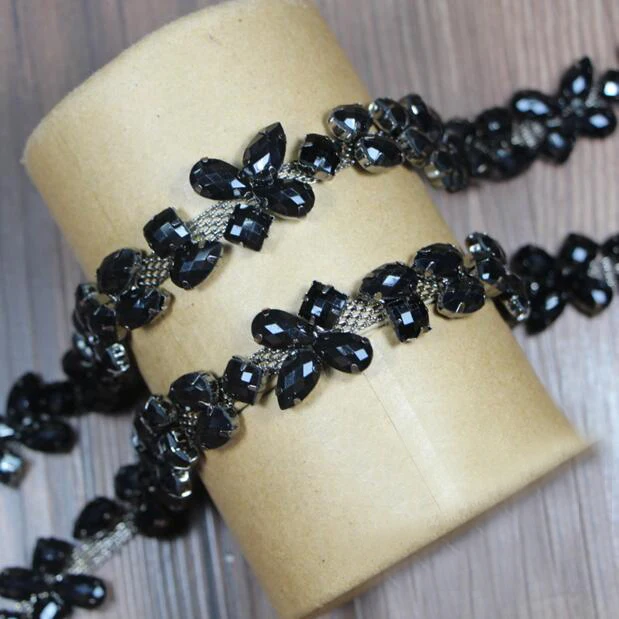 DIY Rhinestone Trim Crystal Chain Beaded Applique Sew Wedding Bridal Dress Party