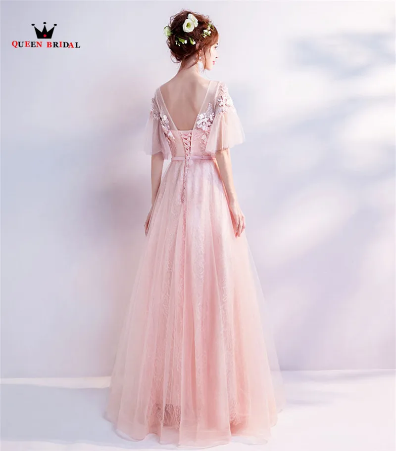 Королевские Свадебные платья, Новые вечерние платья, розовые цветы, бисер, цветы, вечерние платья для выпускного вечера, vestido de festa Robe De Soiree, элегантные платья LS04
