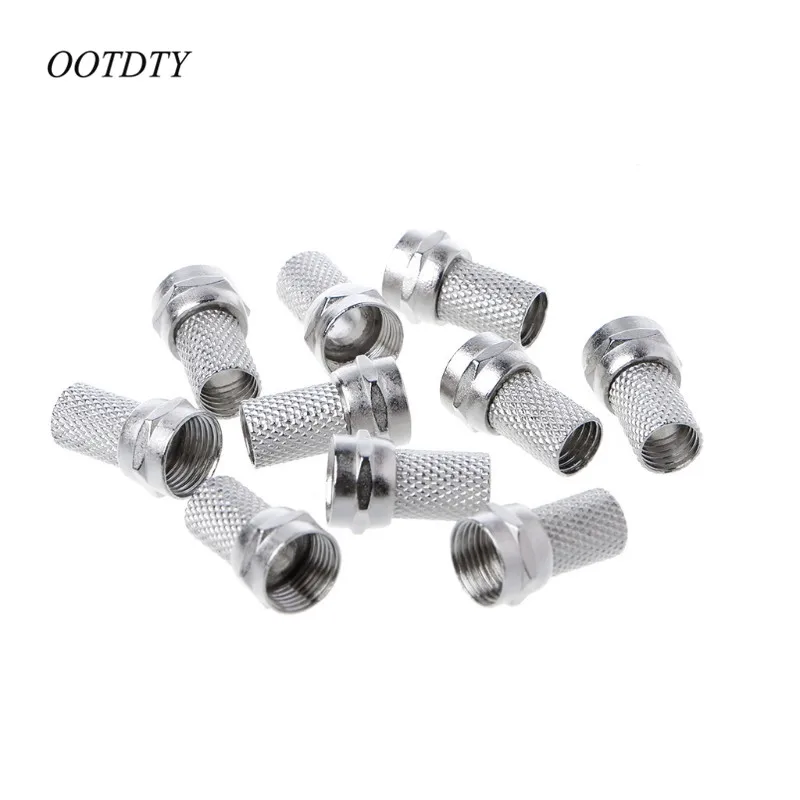 

OOTDTY 10 Pcs 75-5 F Connector Screw On Type For RG6 Satellite TV Antenna Coax Cable Twist-on