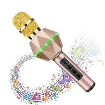 

Karaoke Microphones For Kids Wireless Bluetooth Microphone Karaoke With Flash LED, Magic Voice, Aluminum alloy handle, Speaker