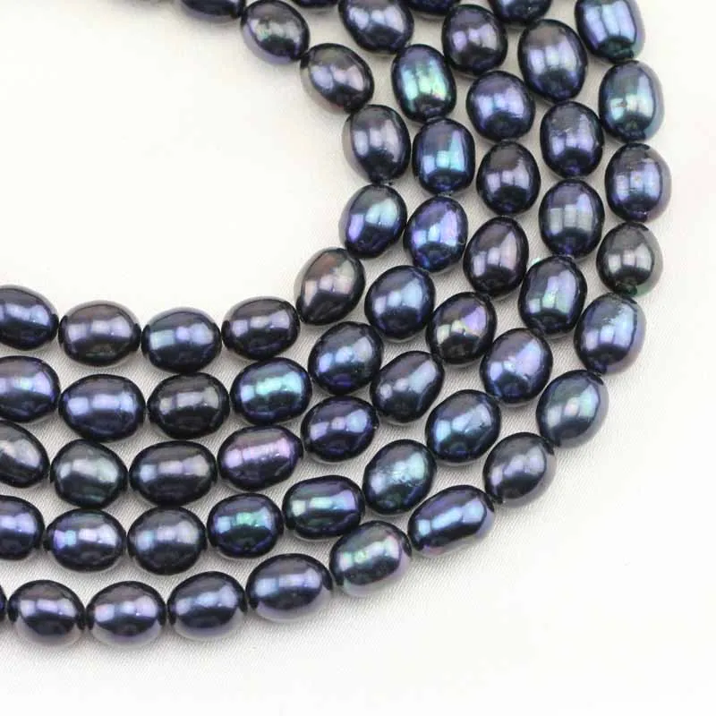 

7mm black natural freshwater oval rice pearl strand,drop pearl string,DIY bead,large hole pearls,1.0mm,1.5mm,1.8mm,2.0mm,2.2mm