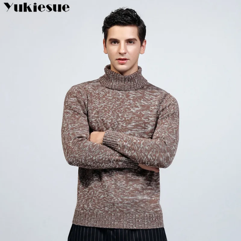 Зимняя Толстая теплая кашемировая Мужская водолазка, мужские свитера, приталенный пуловер, мужской классический шерстяной трикотаж, Pull Homme