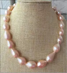 Розовый барокко 18 "12-14 мм AAA + + AKOYA южного моря Жемчужное ожерелье 925 серебряные белый застежка
