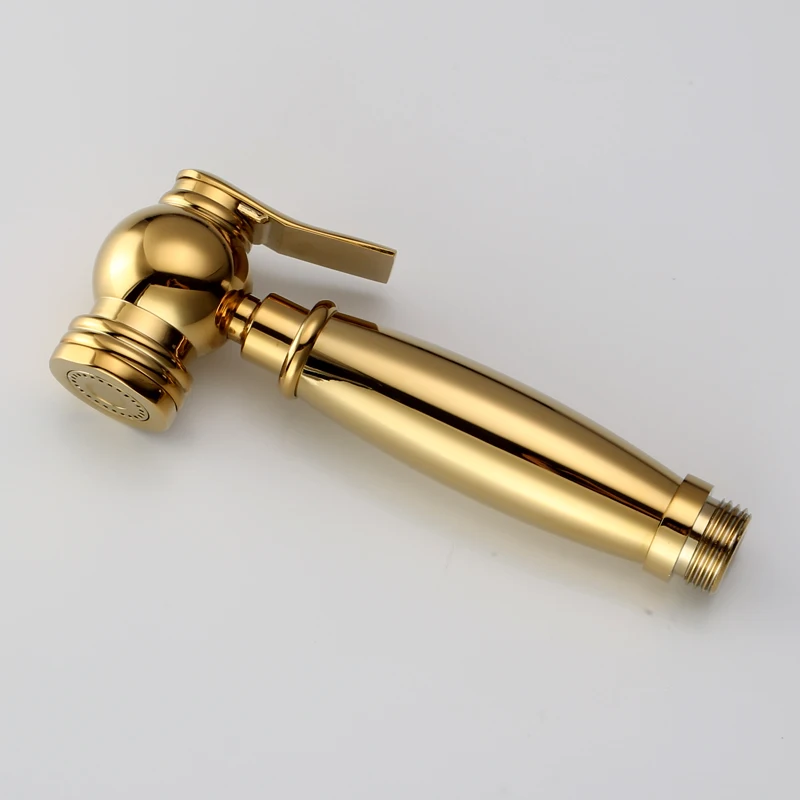 Hand Held Bidet Sprayer Gold Brass Douche Toilet Kit Hand Held Toilet Shattaf Shower Head Copper Valve Set Faucet AP2107