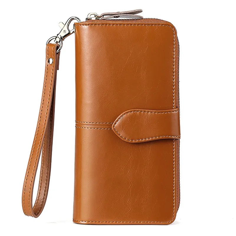 

Large Capacity Split Leather Wallet Quality Long Women Card Holder Wallet Zipper Clutch Casual Zipper Retro Purse Women Coin Ba