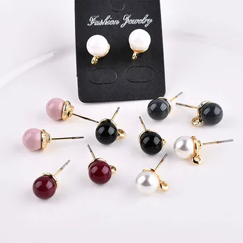 

DIY handmade jewelry accessories Korea pearl ball stud earrings earrings simple alloy pendant pendant material
