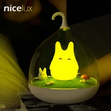 LED Birdcage Nightlight Vibration Touch Sensor USB Table Lamp Luminaria Rechargeable Battery Baby Bedroom Totoro Night Light