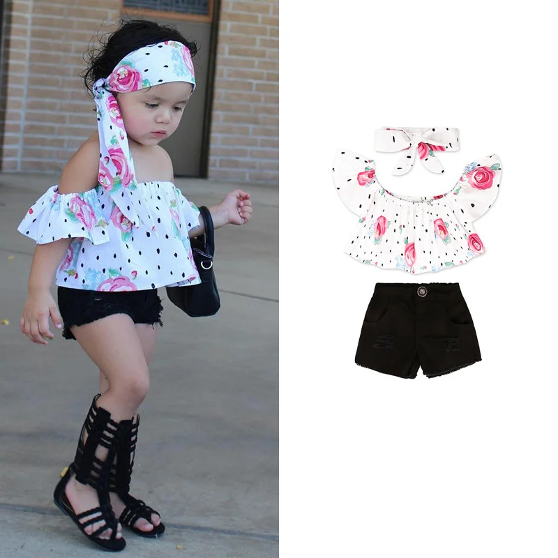 3 предмета, одежда для маленьких девочек летние комплекты одежды для маленьких девочек детская одежда Roupas Bebe/костюм для малышей Детская футболка и шорты - Цвет: Style B