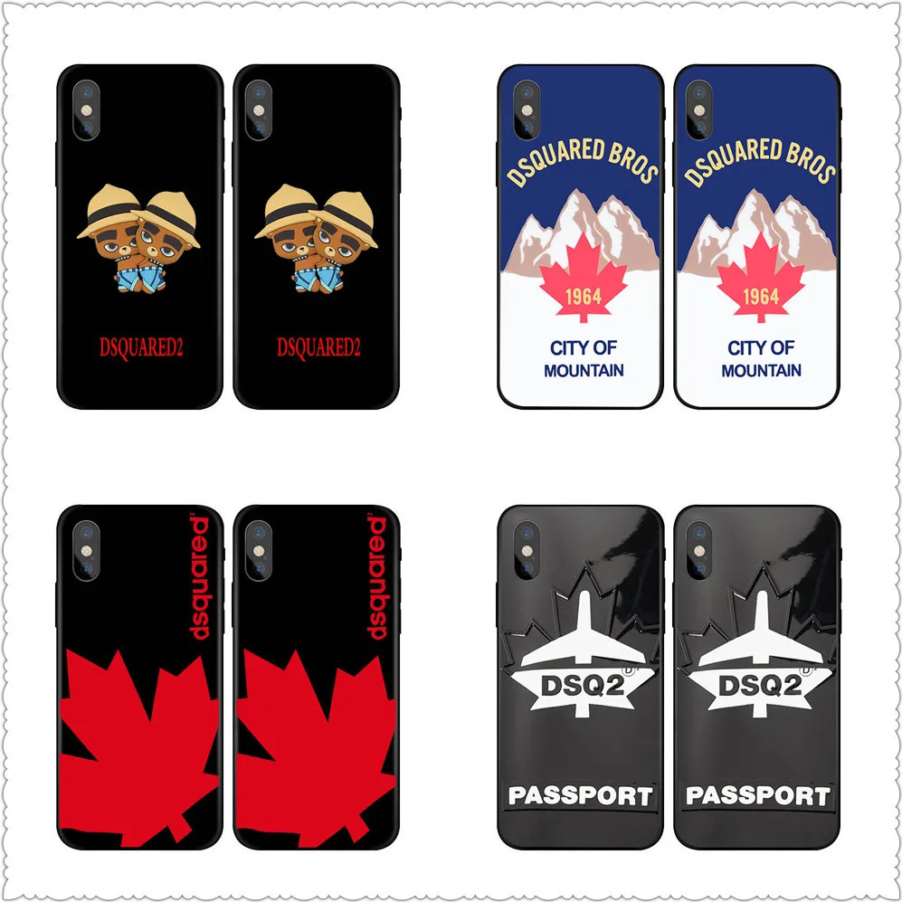 New Arrival Milan Maple Dsquared Italian fashion brand phone Case For iphoneX 7 8 Black silicone case For Samsung s8 s9 Case