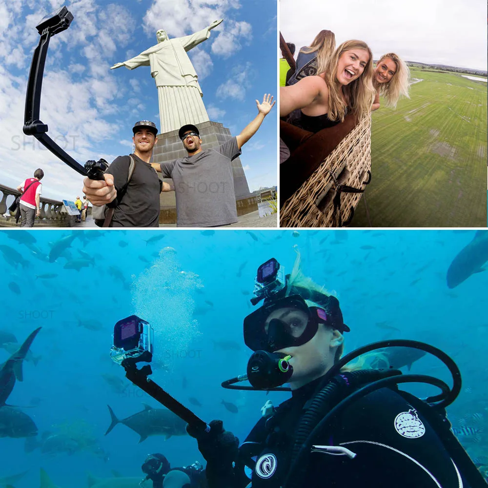 3 ходовой водонепроницаемый монопод для селфи штатив Gopro Hero 5 4 SJ4000 Xiaomi Yi 4K