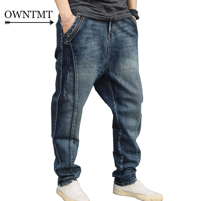 2019 HOT men Denim harem pants plus size pants male hip hop pants jeans ...