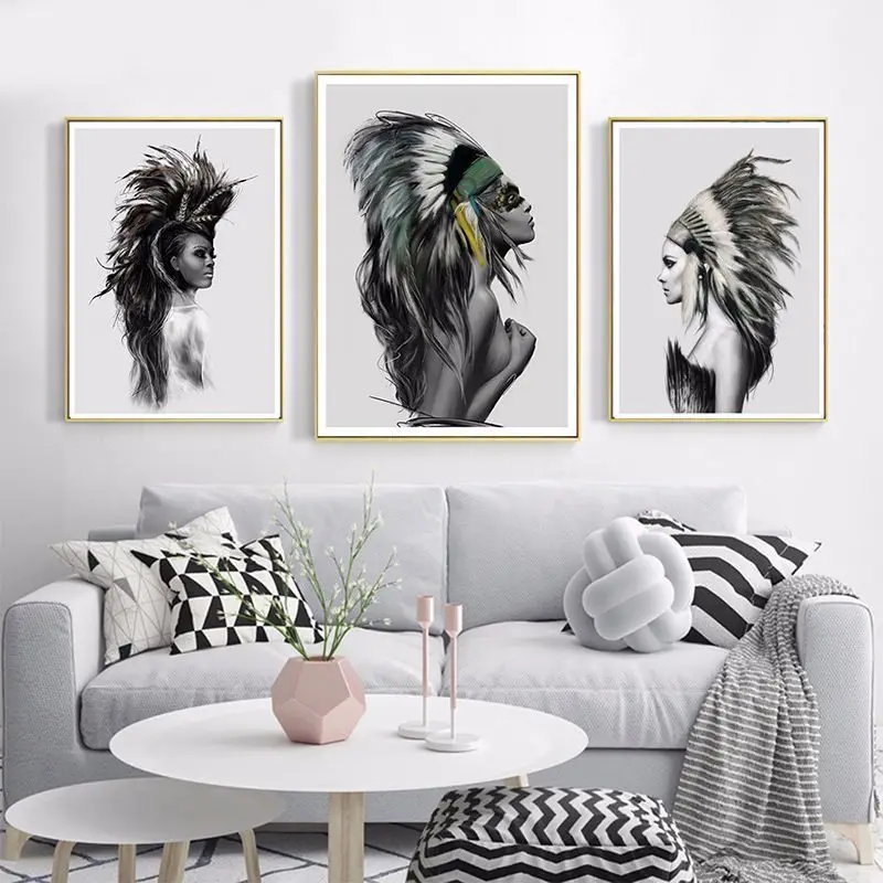 

Native Indian and Nordic Decorative Paintings Modern simple living Room Abstract Cuadros Decoracion Dormitorio Wall Art