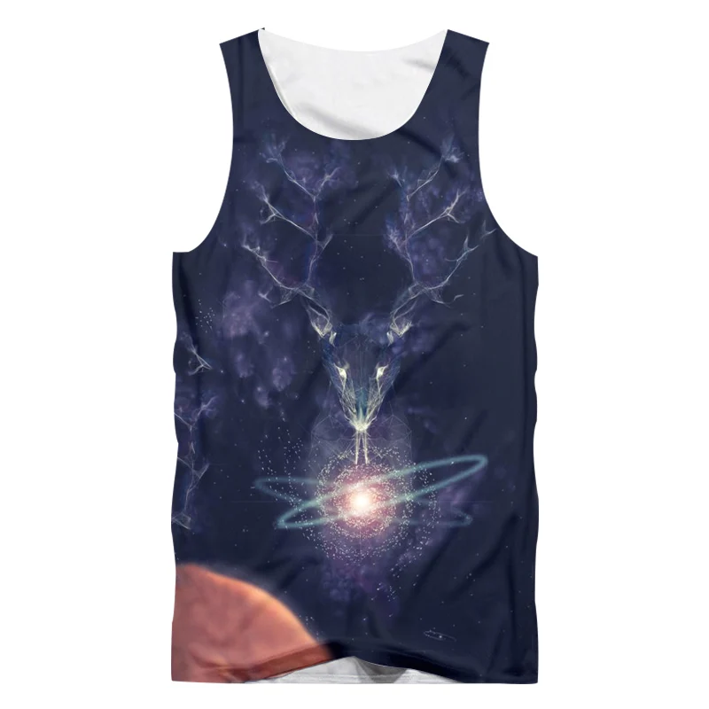 UJWI мужская летняя майка с бретелями 3d крутой печатью Galaxy Space Singlets человек хип хоп Уличная панк стиль Crewneck фитнес-майки