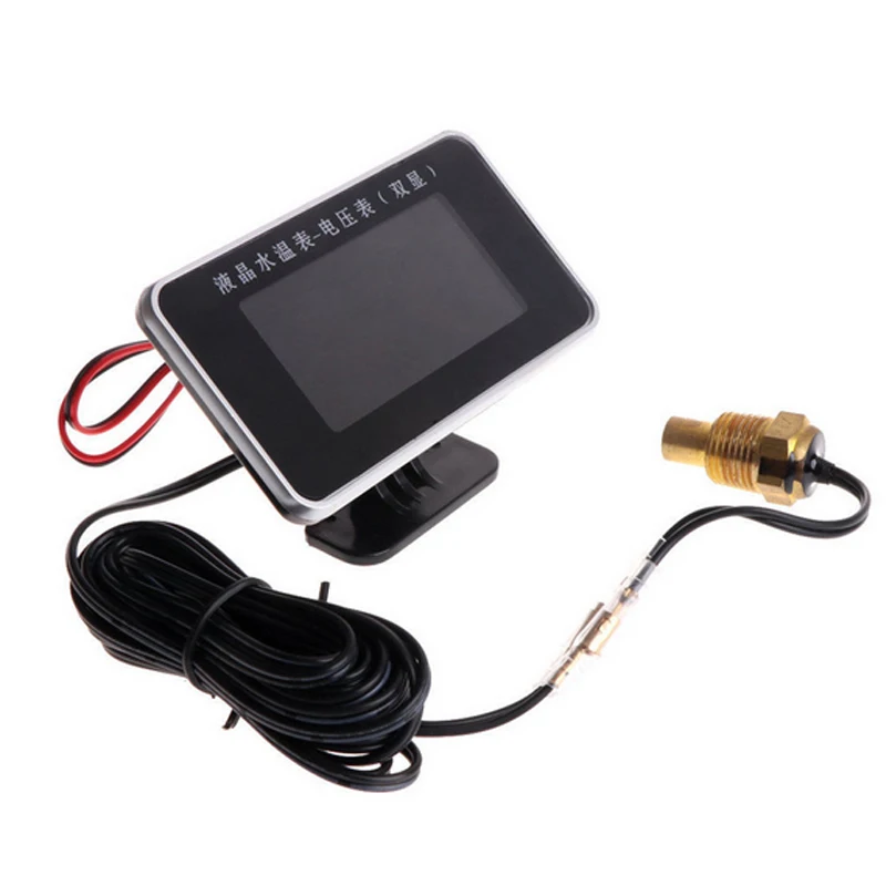 

12v 24v Lcd Screen 2 Funtions Truck Voltmeter Voltage Gauge + Water Temperature Gauge M10 temperature sensor screw