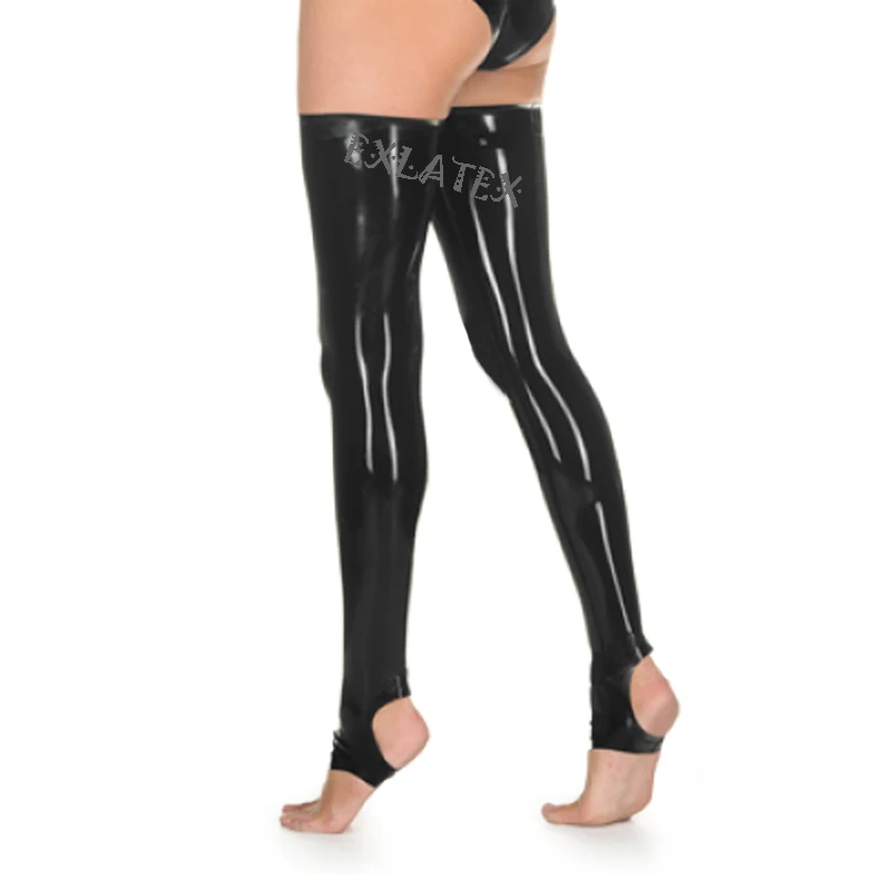 

Latex Stockings Thin Women's Erotic Stockings Tights Latex Rubber Thigh High Long Stirrup Stockings Sexy Stockings