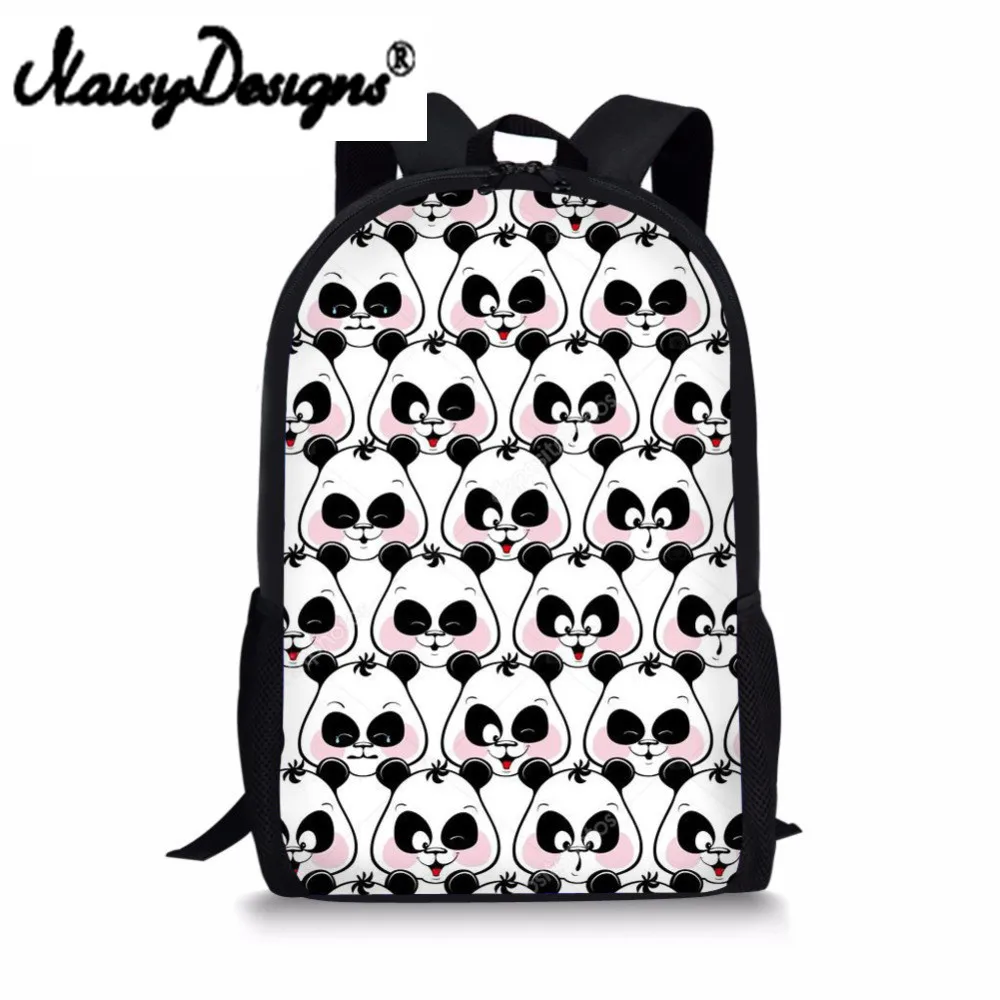 #*Cheap Noisydesigns Funny Eomji Panda Puzzle Print Backpack Mochila Necessaire School Bag Bookbag for Teenage Girls sac a dos Children