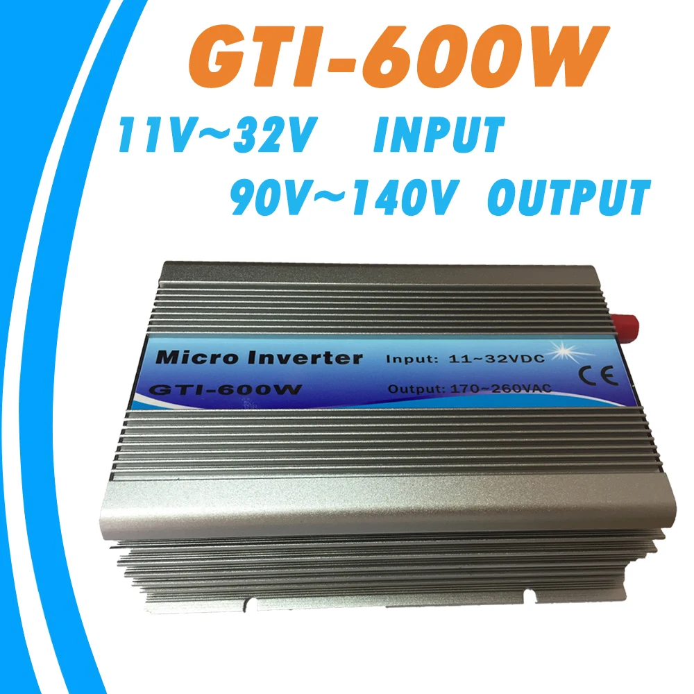 

Grid Tie 600W Micro Inverter MPPT Pure Sine Wave 11-32V DC Input 90-140VAC Output LED Display for Max 38A Input GTI-600W NEW