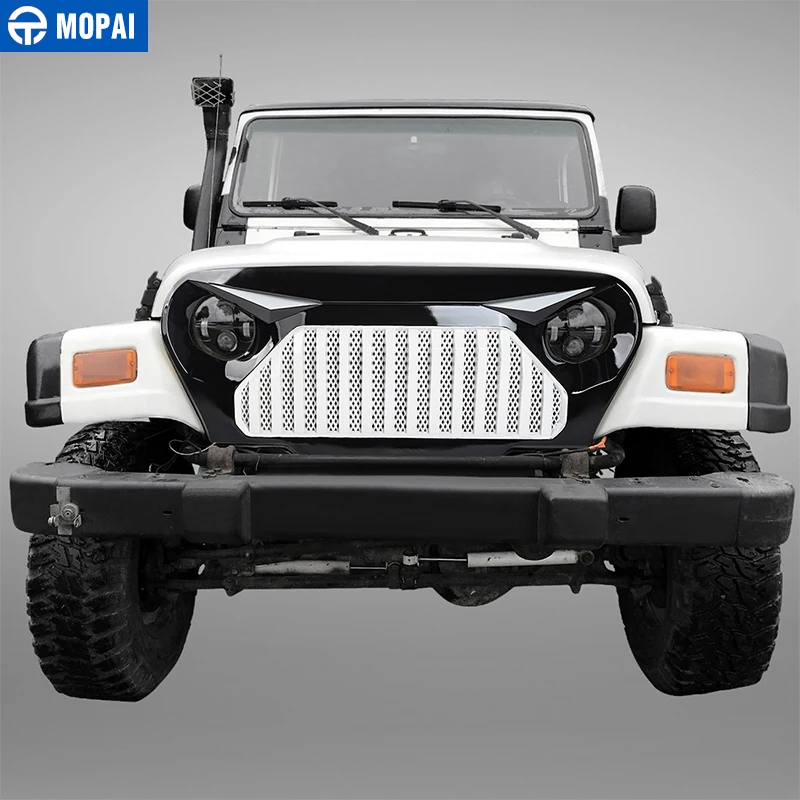 MOPAI автомобильные гоночные решетки для Jeep Wrangler TJ 1997-2006 ABS сетчатая Решетка Вставка сетчатая Крышка для Jeep TJ Wrangler аксессуары