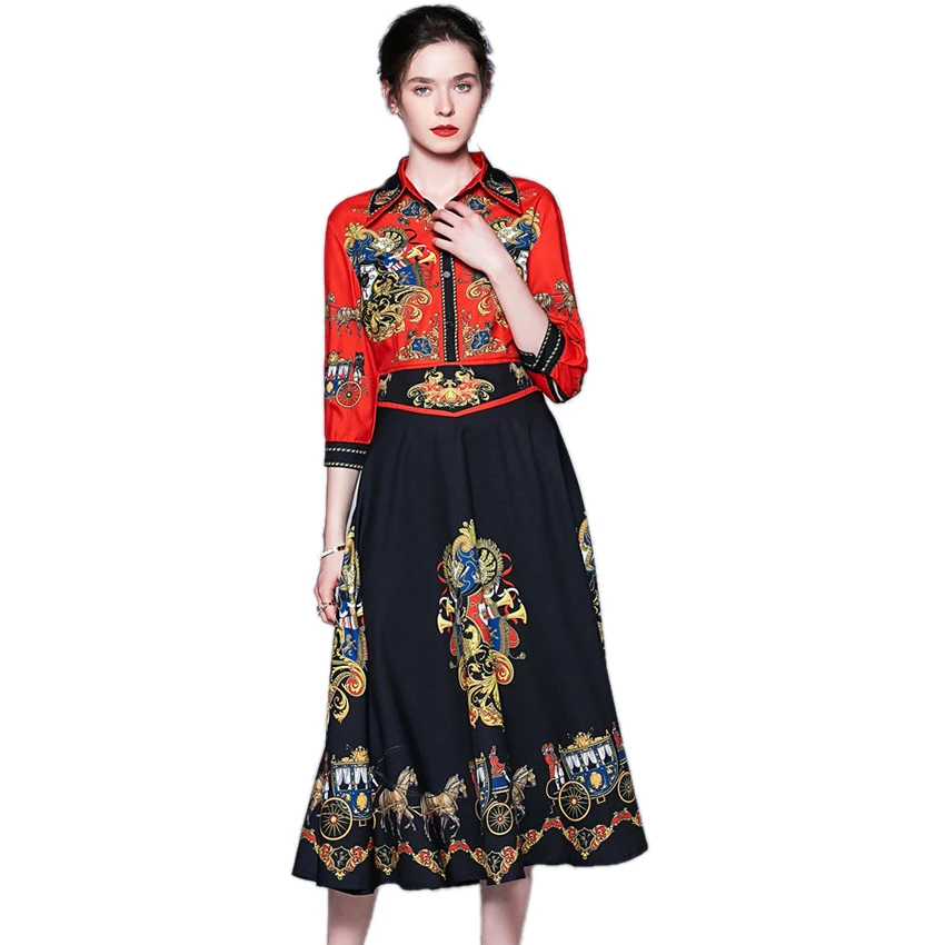 

Spring Fashion Dress Runway Dresses 2019 Women High Quality Retro Vintage Dress Womens Elegant Party Dresses Robe Femme