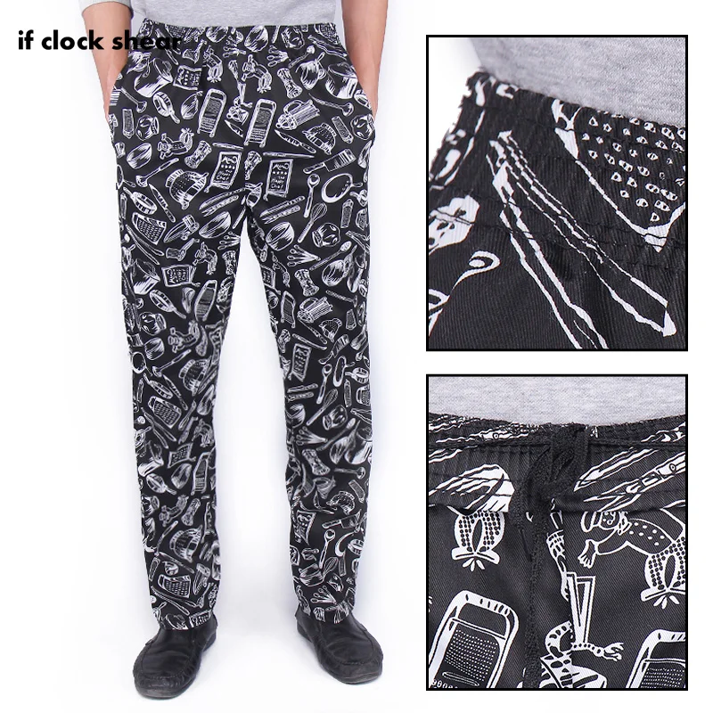 

Food Service Chef uniforms kitchen cooker work clothes hotel restaurant bakery Breathable pants catering elastic trousers pants